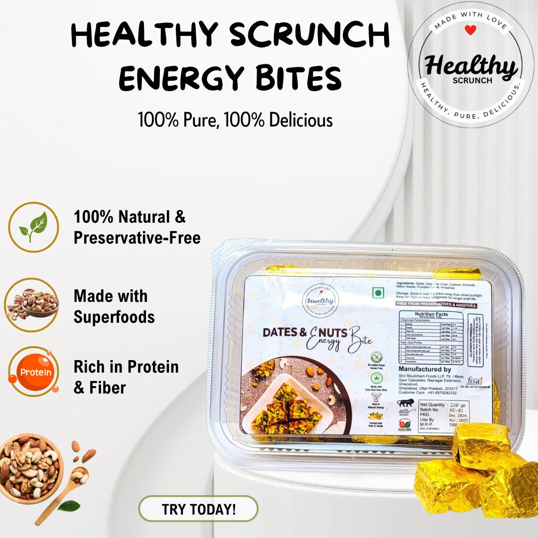 Healthy Scrunch Energy bite- Dry Fruits & Dates Energy bite | Healthy Snacks